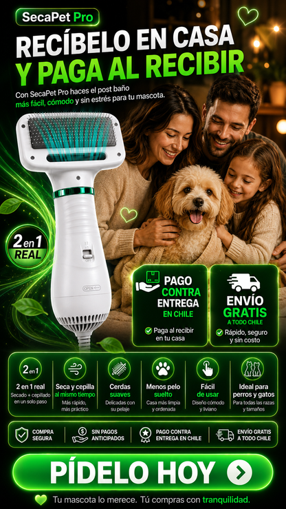 Edicion ltda. SecaPet Pro™ – Cepillo Secador 2 en 1 para Mascotas