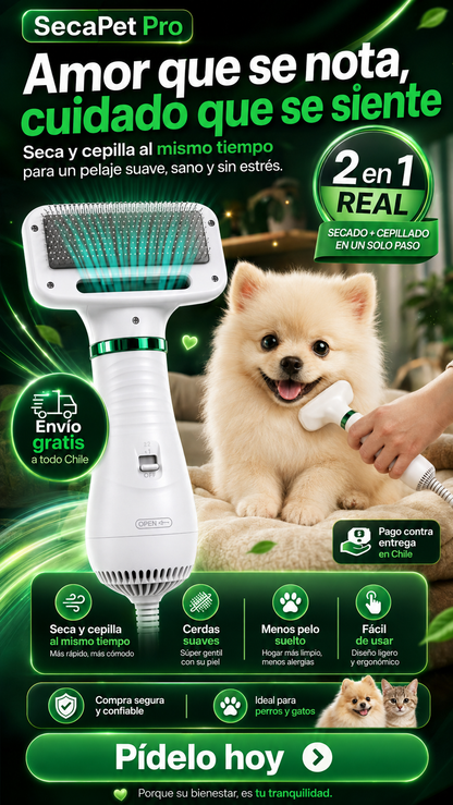 Edicion ltda. SecaPet Pro™ – Cepillo Secador 2 en 1 para Mascotas
