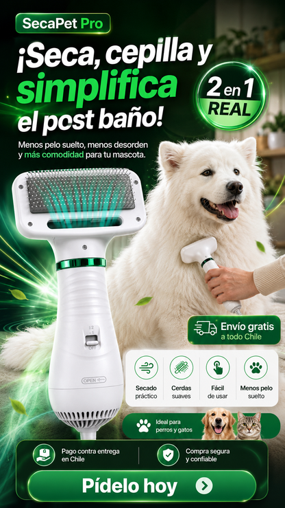 Edicion ltda. SecaPet Pro™ – Cepillo Secador 2 en 1 para Mascotas